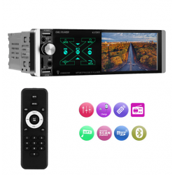 Rádio TOM - 4.1" - 1 DIN - RDS - Bluetooth - USB - Cartão SD - Aux - Mirror Link - Comandos de Volante